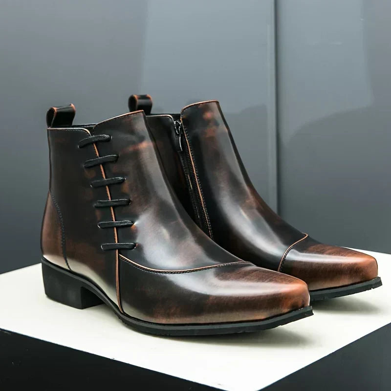 Brett™ | Elegant Burnished Dress Boots