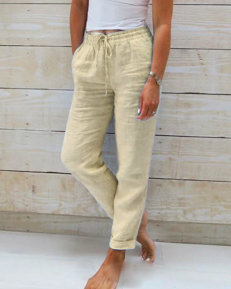 Allison - Luxe Cotton-Linen Tailored Trousers