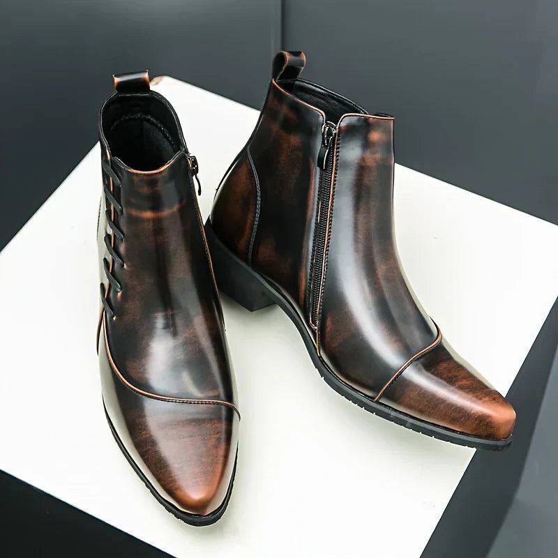 Brett™ | Elegant Burnished Dress Boots