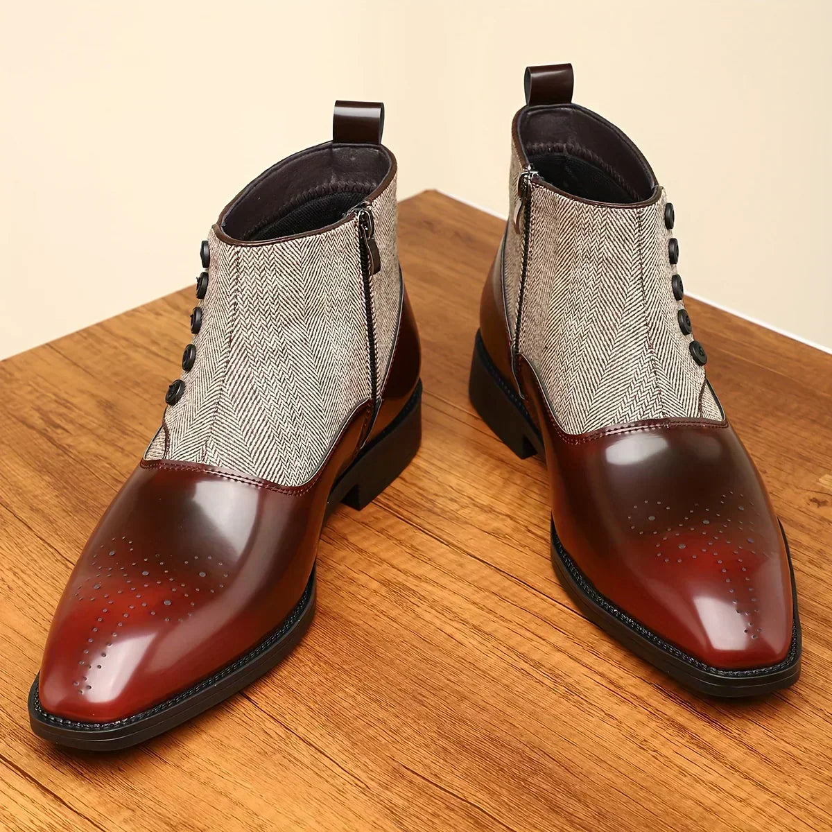 Graham™ | Elegant Two-Tone Button Boots