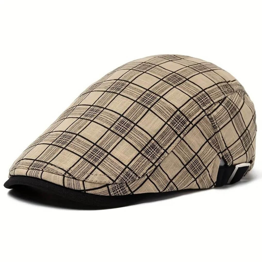 Linen-Cotton Plaid Flat Cap | WELLINGTON