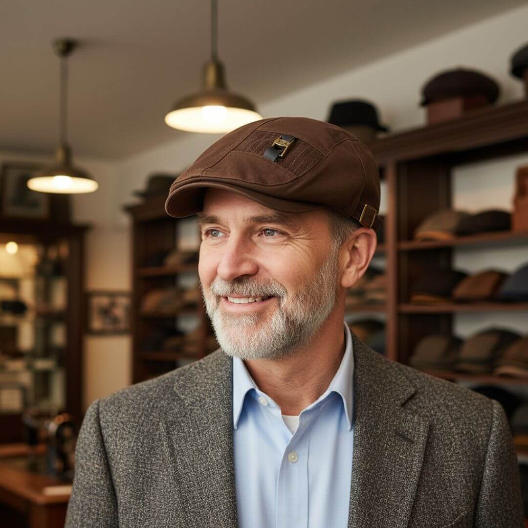 Twill Cotton Flat Cap | HARTFORD