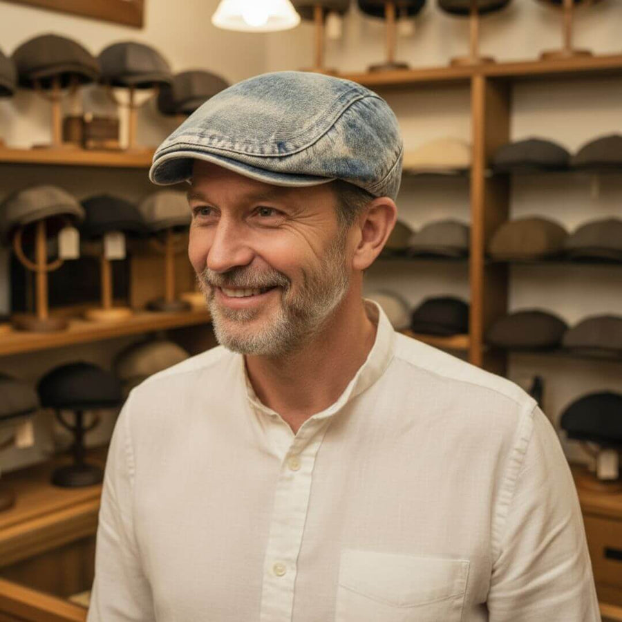 Washed Denim Flat Cap | LEXINGTON