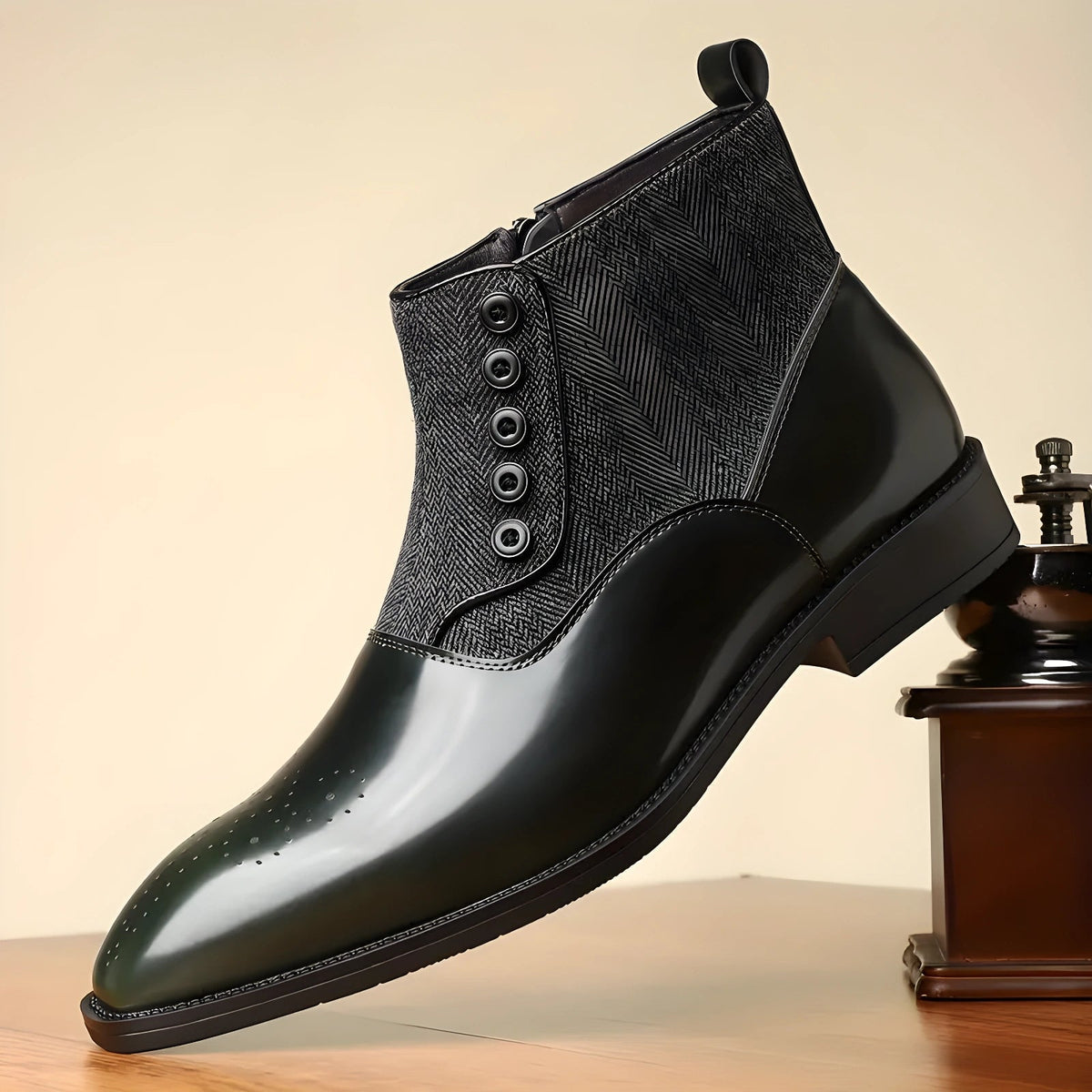 Graham™ | Elegant Two-Tone Button Boots