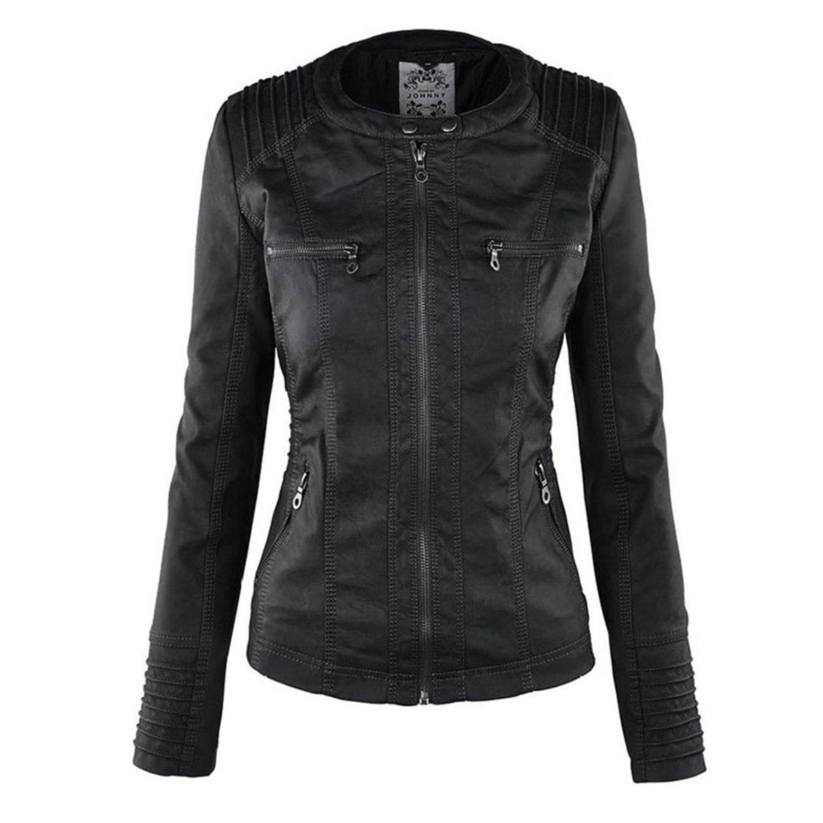 Women’s Zip-Front Fitted Moto Jacket