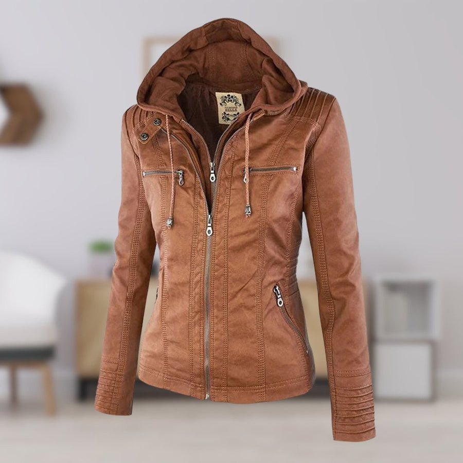 Women’s Zip-Front Fitted Moto Jacket